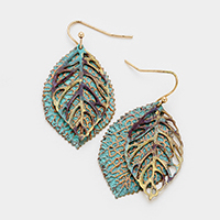 Filigree Leaf Metal Dangle Earrings