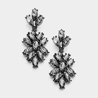 Marquise Glass Crystal Oval Cluster Vine Evening Earrings