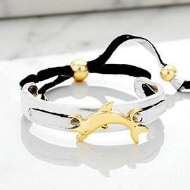 Metal Dolphin Adjustable Pull Tie Bracelet