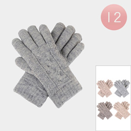 12Pairs - Cable Knit Fleece Lining Gloves