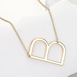 -B- Metal Initial Monogram  Pendant Necklace
