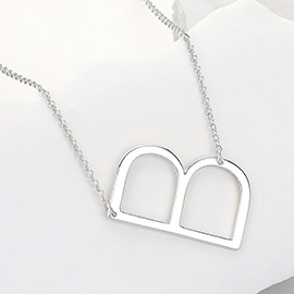 -B- Metal Initial Monogram Pendant Necklace
