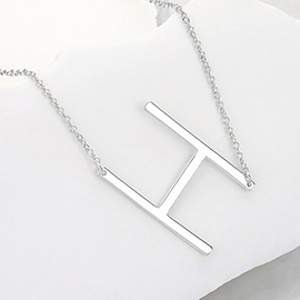 -H- Metal Initial Monogram Pendant Necklace