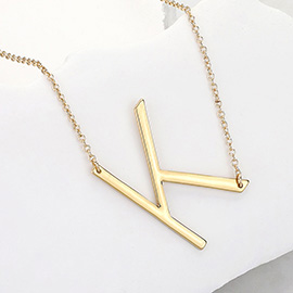 -K- Metal Initial Monogram Pendant Necklace
