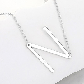 -N- Metal Initial Monogram Pendant Necklace