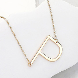 -P- Metal Initial Monogram Pendant Necklace