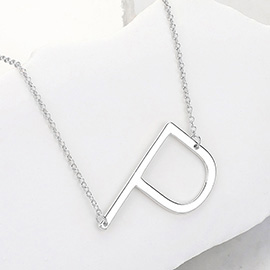 -P- Metal Initial Monogram Pendant Necklace