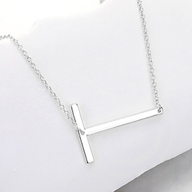 -T- Metal Initial Monogram Pendant Necklace