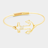 Wire Wrapped Anchor Metal Hook Bracelet