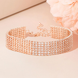 6 Rows Pave CZ Tennis Evening Bracelet
