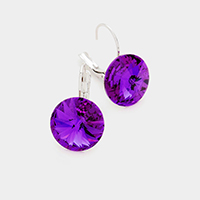 Genuine Round Crystal Lever Back Earrings