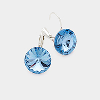 Genuine Round Crystal Lever Back Earrings