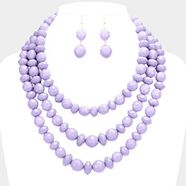Triple Strand Beaded Bib Necklace