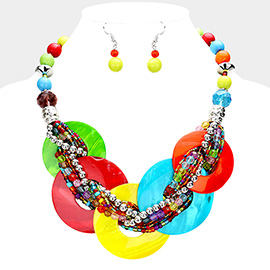 Chunky Resin Round Link Statement Necklace