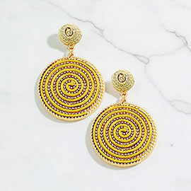 Swirl Thread Wrapped Disc Dangle Earrings