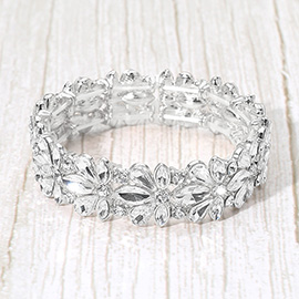 Floral Crystal Stretch Evening Bracelet