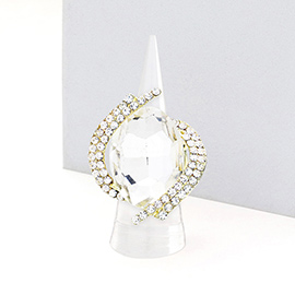 Oval Crystal Centered Stretch Ring