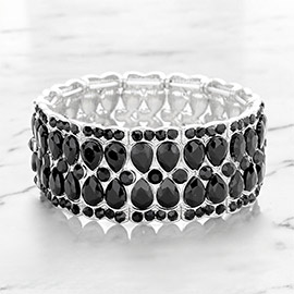 Bubble Trim Crystal Teardrop Evening Stretch Bracelet