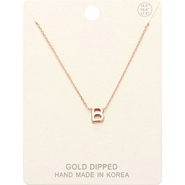 -B- Gold Dipped Initial Monogram Metal Pendant Necklace