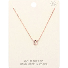 -D- Gold Dipped Initial Monogram Metal Pendant Necklace