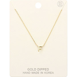 -F- Gold Dipped Initial Monogram Metal Pendant Necklace