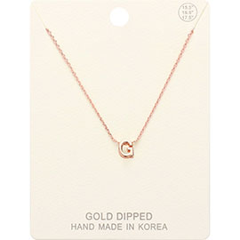 -G- Gold Dipped Initial Monogram Metal Pendant Necklace