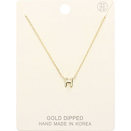 -H- Gold Dipped Initial Monogram Metal Pendant Necklace