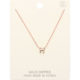 -H- Gold Dipped Initial Monogram Metal Pendant Necklace