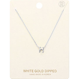 -H- White Gold Dipped Initial Monogram Metal Pendant Necklace