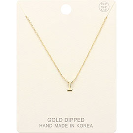 -I- Gold Dipped Initial Monogram Metal Pendant Necklace