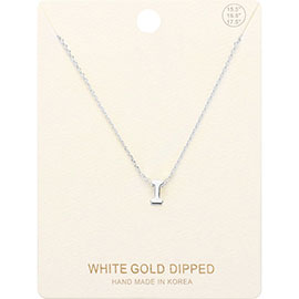 -I- White Gold Dipped Initial Monogram Metal Pendant Necklace
