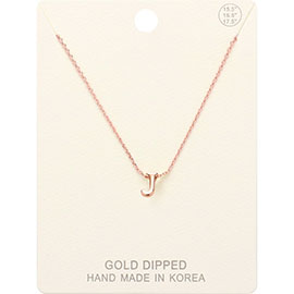 -J- Gold Dipped Initial Monogram Metal Pendant Necklace