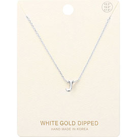-J- White Gold Dipped Initial Monogram Metal Pendant Necklace
