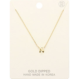 -N- Gold Dipped Initial Monogram Metal Pendant Necklace