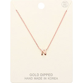 -N- Gold Dipped Initial Monogram Metal Pendant Necklace