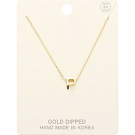 -P- Gold Dipped Initial Monogram Metal Pendant Necklace