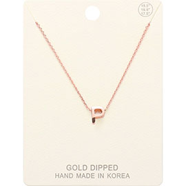 -P- Gold Dipped Initial Monogram Metal Pendant Necklace