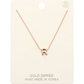 -R- Gold Dipped Initial Monogram Metal Pendant Necklace