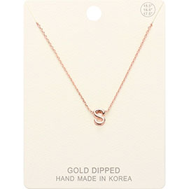 -S- Gold Dipped Initial Monogram Metal Pendant Necklace