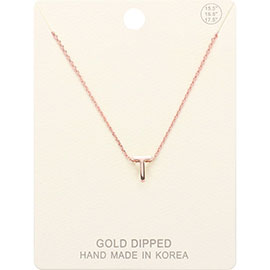 -T- Gold Dipped Initial Monogram Metal Pendant Necklace