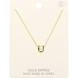 -U- Gold Dipped Initial Monogram Metal Pendant Necklace