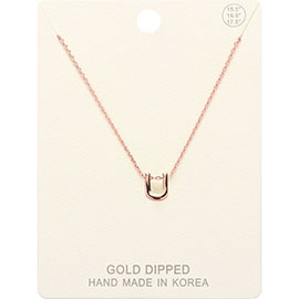 -U- Gold Dipped Initial Monogram Metal Pendant Necklace