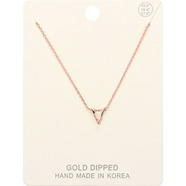 -V- Gold Dipped Initial Monogram Metal Pendant Necklace