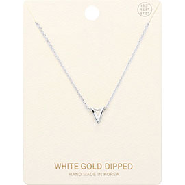 -V- White Gold Dipped Initial Monogram Metal Pendant Necklace