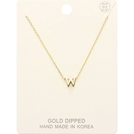 -W- Gold Dipped Initial Monogram Metal Pendant Necklace