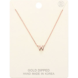 -W- Gold Dipped Initial Monogram Metal Pendant Necklace