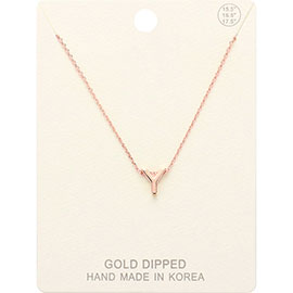 -Y- Gold Dipped Initial Monogram Metal Pendant Necklace