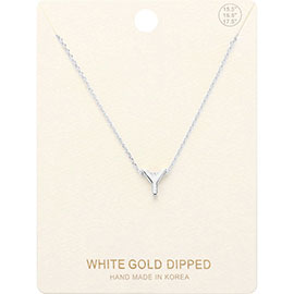 -Y- White Gold Dipped Initial Monogram Metal Pendant Necklace