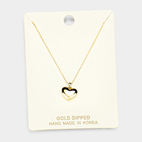 Gold Dipped Metal Heart Pendant Necklace
