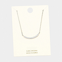 Cubic Zirconia Pave Curved Pendant Necklace